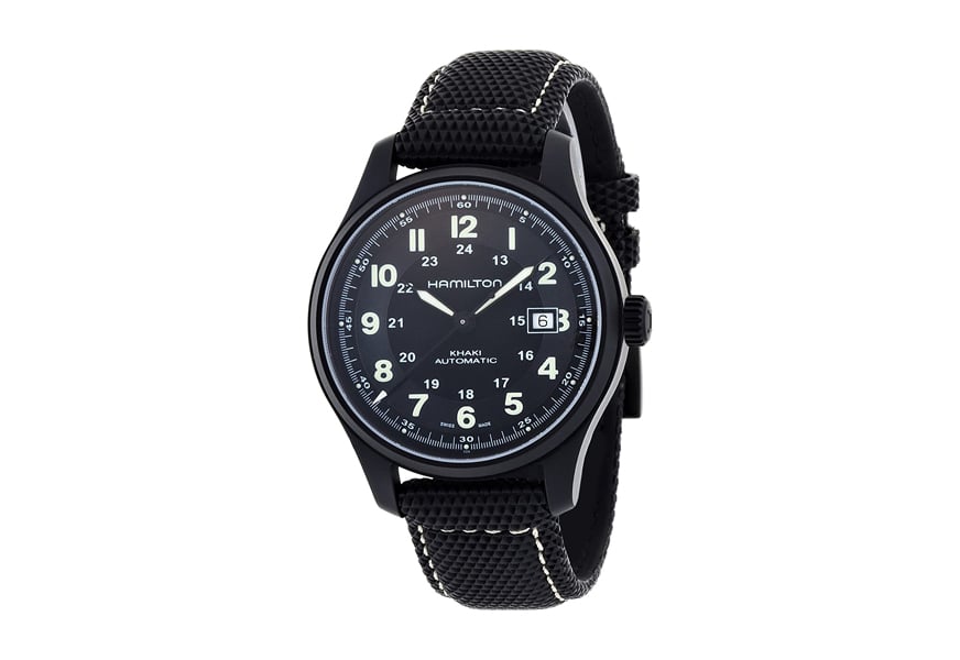 hamilton khaki field black dial watch