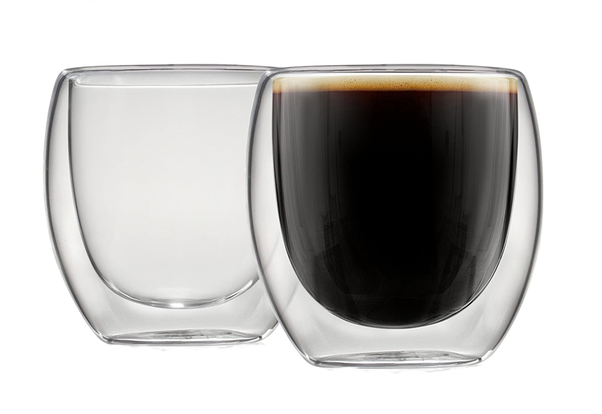 Kitchables Espresso Cups Shot Glass Coffee Set of 4 - Double Wall