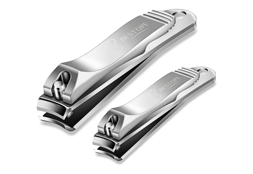  Harperton Nail Clippers Set - 2 Pack Stainless Steel,  Professional Fingernail & Toenail Clippers for Thick Nails (Straight &  Curved) : Beauty & Personal Care