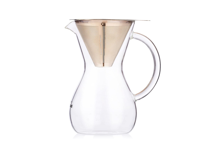 Bean Envy Pour Over Coffee Maker 5 Cup Borosilicate Glass Carafe Rust  Resistant