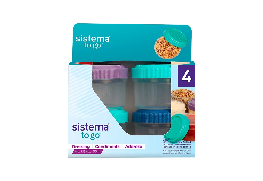 Sistema To Go 1.18 Oz. Condiment Salad Dressing Containers - 4 Pack