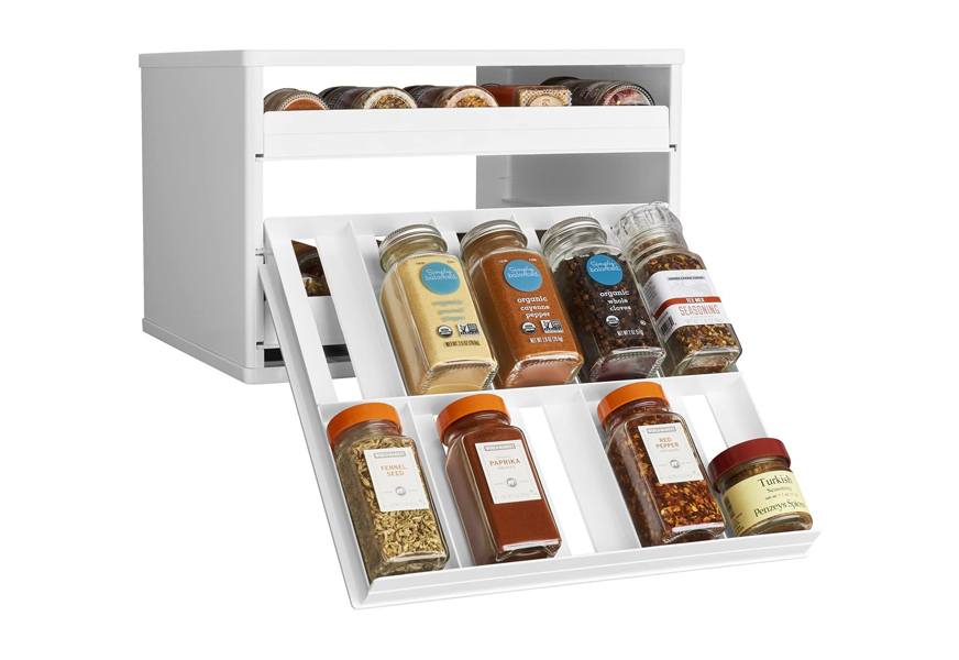 SWOMMOLY Spice Rack Organizer with 36 Empty Spice Jars, 396 Labels & Funnel