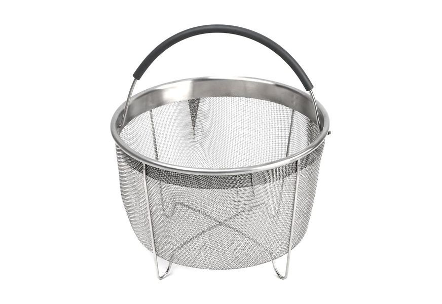 Consevisen Vegetable Steamer Basket Stainless Steel Collapsible Steamer Insert for Steaming Veggie Food Seafood Cooking Metal Handle Foldable Legs Fit