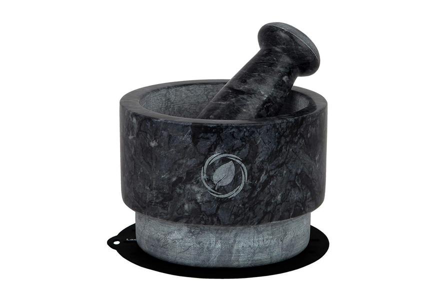 Laevo Mortar and Pestle Set | Black Granite Mortar And Pestle | Stone Spice  Grinder | 2.1 Cup Capacity | 5.5 inch | Reversible
