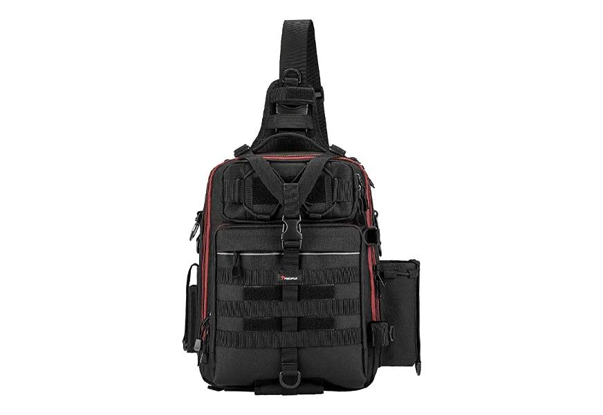 spiderwire, Other, Spiderwire Single Strap Sack Tackle Backpack Black Red  With Fishing Equipment