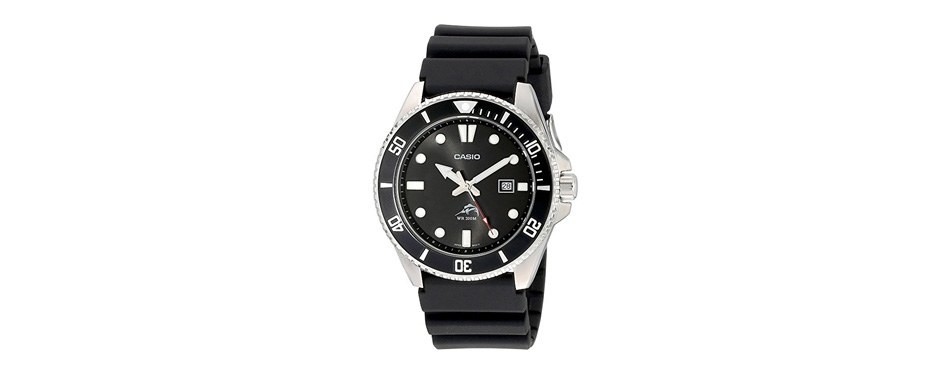 casio men's black resin strap rotating count up bezel watch