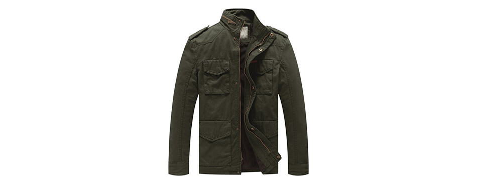 wenven men's stand collar lightweight military jacket